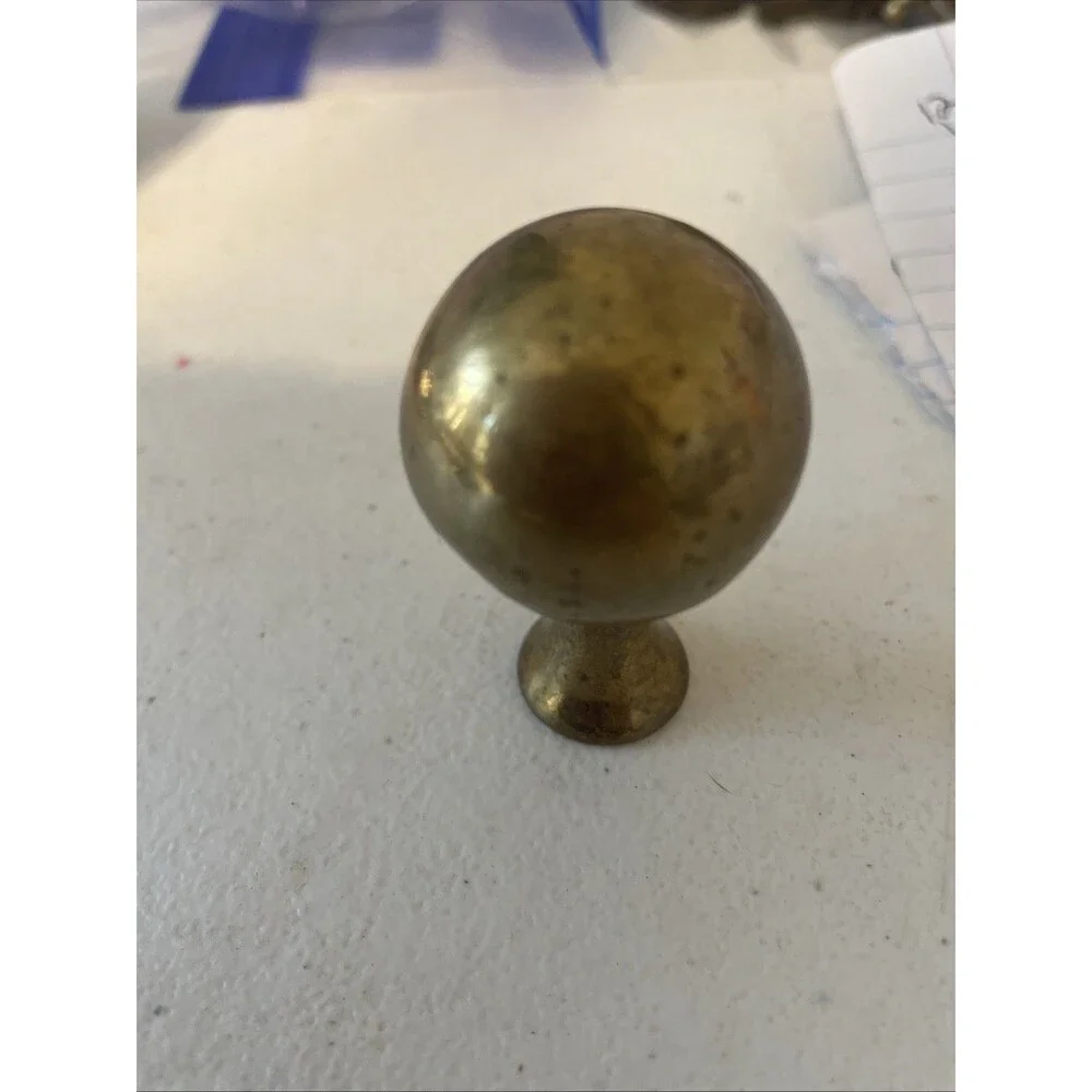 Vintage Heavy Solid Brass Ball Knob 2 Inch Diameter Weighs 5.8 Ounces
